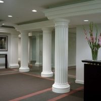 Ancient Greek columns in the interior of the hall of a modern house