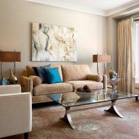 Turquoise accents in the interior of the living room