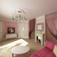 Pink tones in the interior of the living room