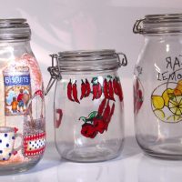 Glass jars with lids and patterns