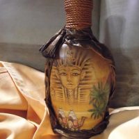 Egyptian symbolism on a decorated bottle