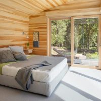 Design bedroom with panoramic windows