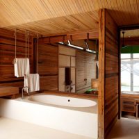 Bathroom in a wooden house