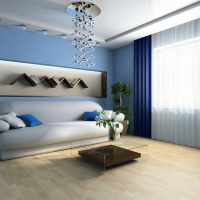 Tende blu nel design del soggiorno