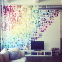 Wall decor with colorful pieces of paper
