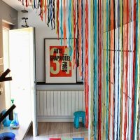 Decorating a doorway with a homemade curtain