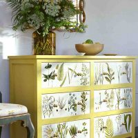 Decoupage old chest of drawers with plants