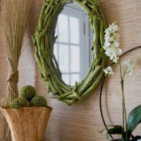 Cornice per uno specchio dai rami verdi