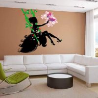 Wall decor in the living room with vinyl stickers