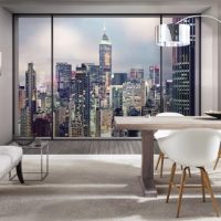 Wall mural with a view of the night metropolis