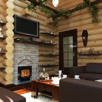 Design of a dressing room with a fireplace stove