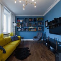 Design del soggiorno in colori scuri