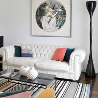 Wall decor over the sofa with a picture