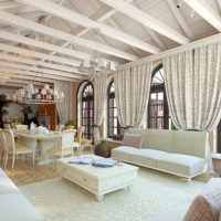 Design of a large living room of a country house