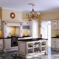 Beige color in the interior of the kitchen