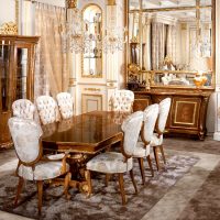 Classic furniture in the interior of the dining room of a private house