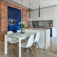Red brick in the decoration of fashionable kitchen
