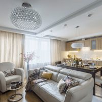 Design a trendy kitchen-living room