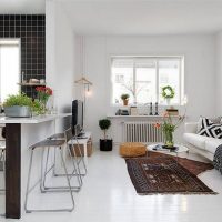 Scandinavian-style kitchen-living room