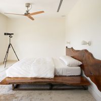 Natural wood in the bedroom interior