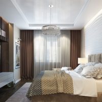 Glass chandelier on the bedroom ceiling