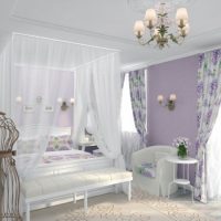 Виолетов цвят в интериора на спалнята