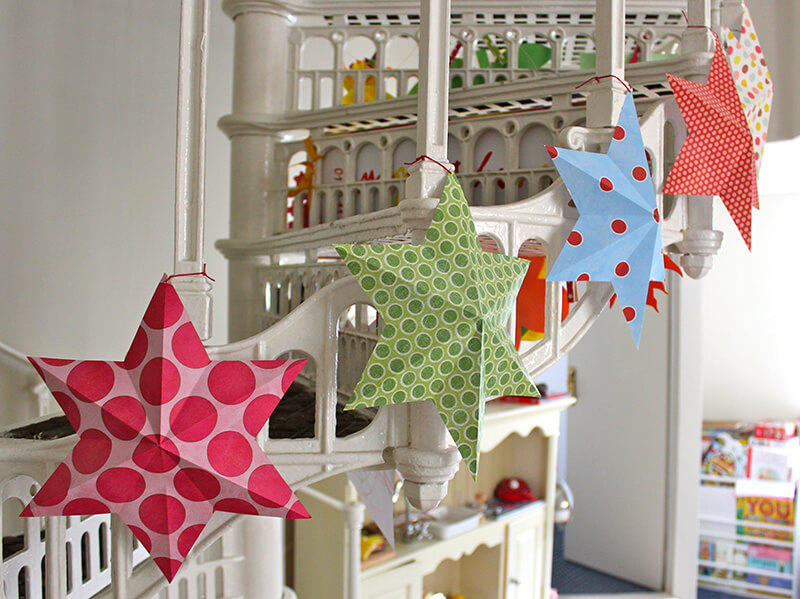 Decoration of a children's room with stars for the holiday