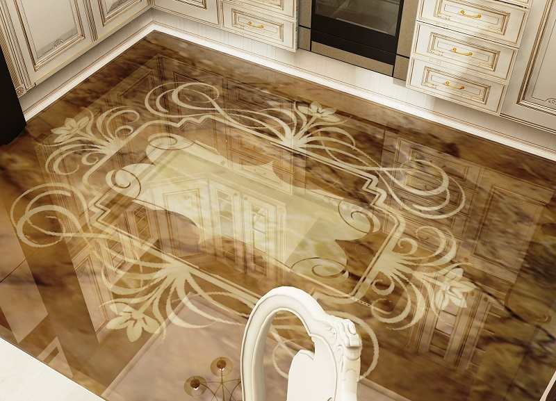 Bulk floor in the classic style kitchen
