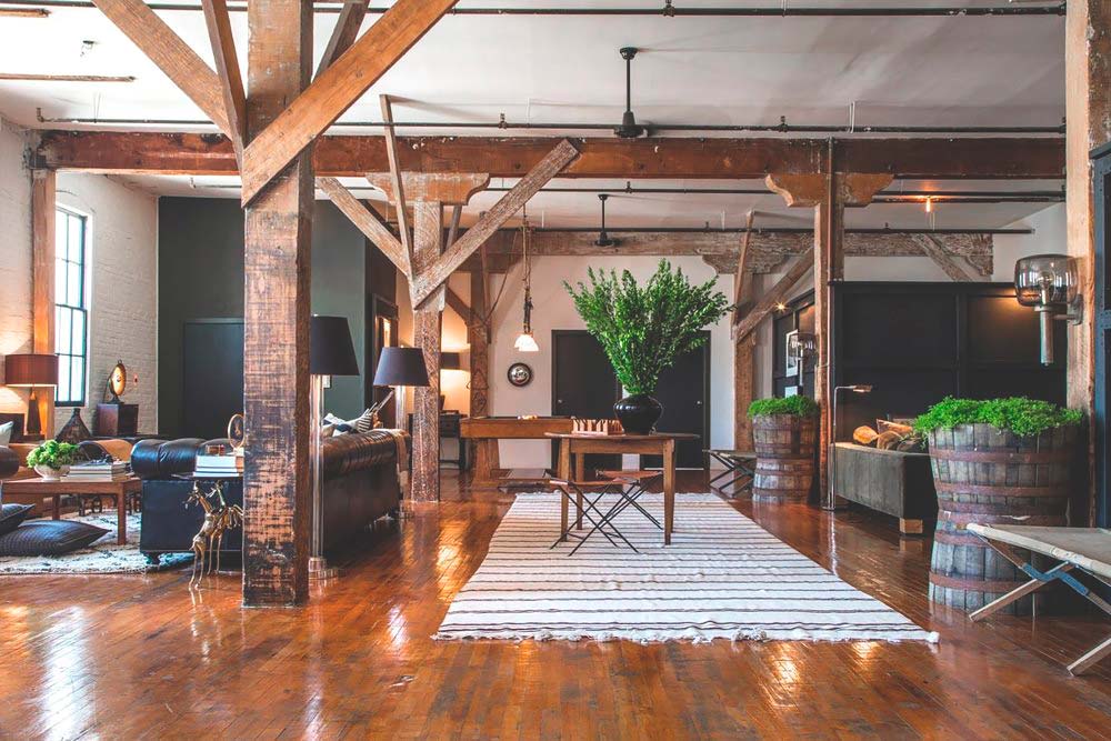 Design a spacious loft style living room