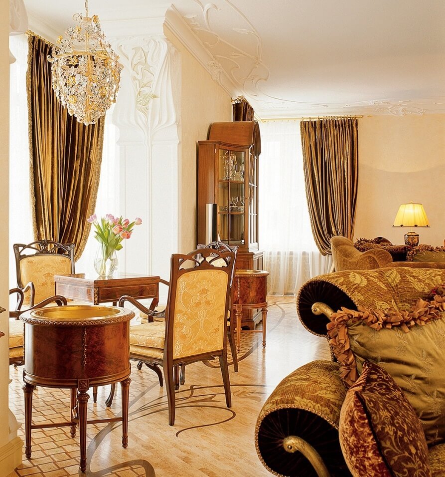 L'interno di un bellissimo soggiorno in stile Art Nouveau
