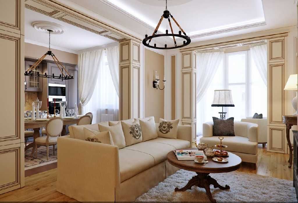 Interior of an italian living room in a panel house apartment
