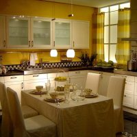 Kitchen design in beige color.