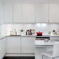Minimalist kitchen with white furniture