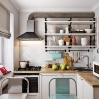 Kitchen interior with open shelves