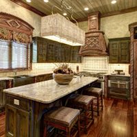 Aged wood furniture surfaces