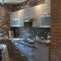 Brick decorative stone on the kitchen wall