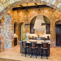 Stone walls of a kitchen of a country house