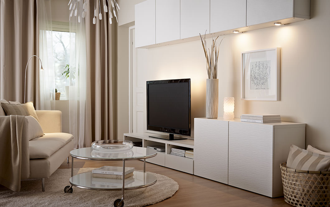 Small living room with beige walls
