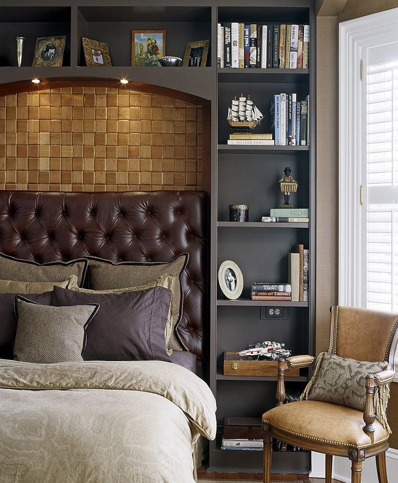 Art Nouveau leather bed headboard