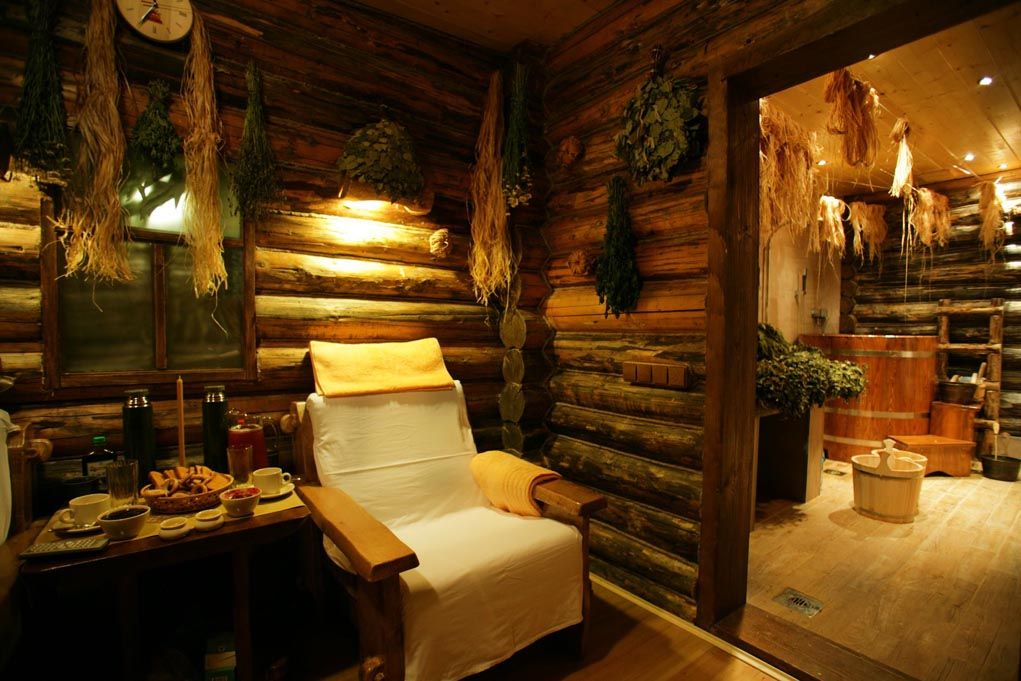 Comfortable chair in a log room