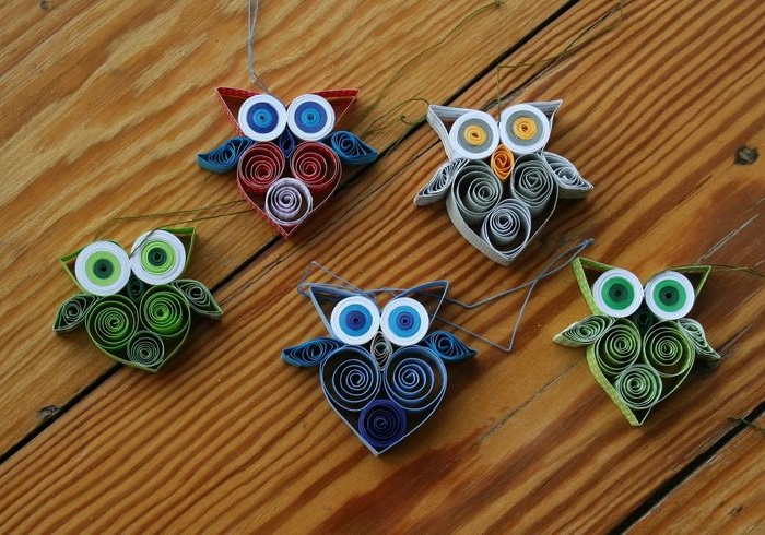 Beautiful paper owls using quilling technique