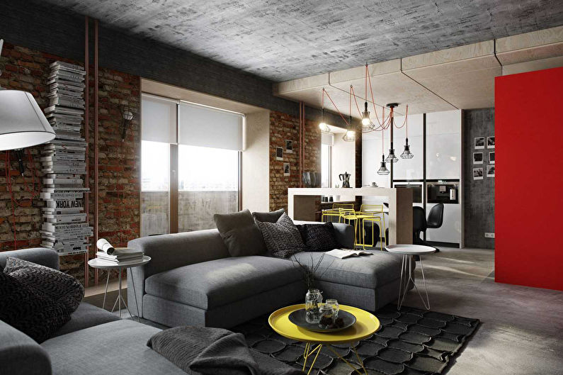 Brick wall in a loft style living room