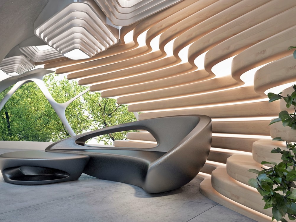 Design a bionics-style relaxation area