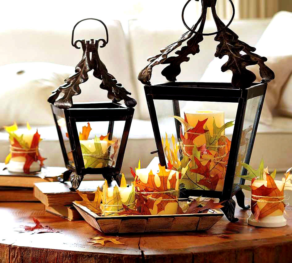 The use of leaves in the decor of candlesticks