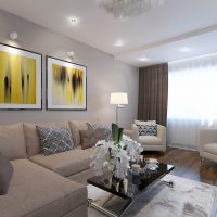 Modular paintings in the design of the living room