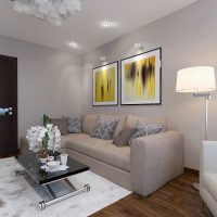 Living room design in gray colors