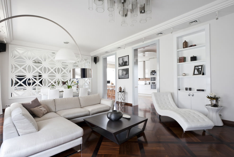 White walls in a modern style living room