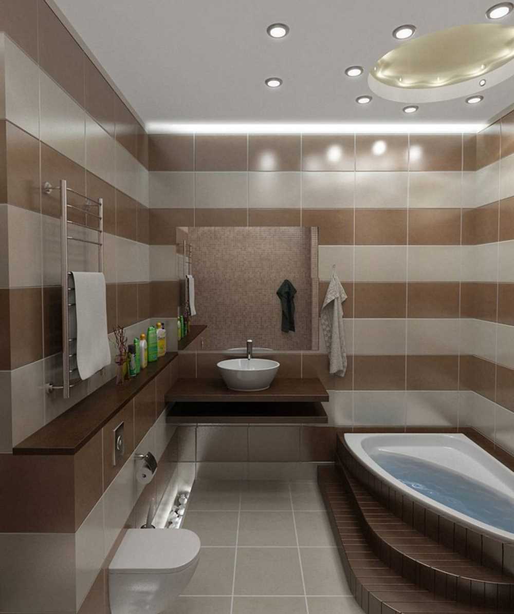 Carrelage marron à l'intérieur de la salle de bain d'une maison privée