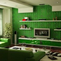 Green color in the interior of the living room