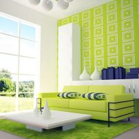 Green wallpaper with white ornament